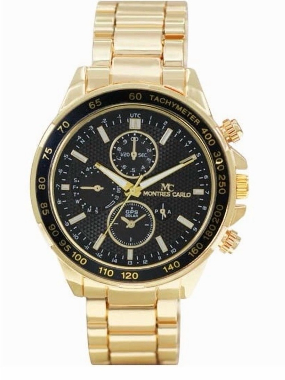Gold-Tone Men's Chronograph Watch with Black Dial